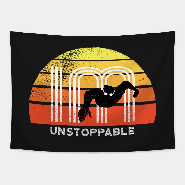 Retro IM unstoppable Mens swimming 2 Tapestry by atomguy