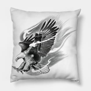 Flying Eagle with Striking Talons on Fire Pillow