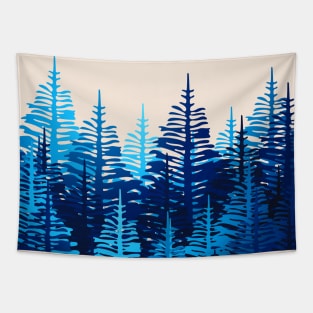 Pine Forest - Blue Light Tapestry