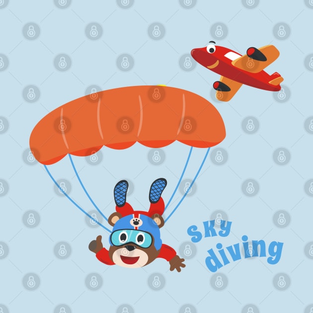 Vector illustration of a cute skydiver . by KIDS APPAREL