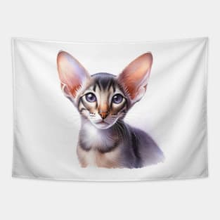 Oriental Short Hair Watercolor Kitten - Cute Kitties Tapestry