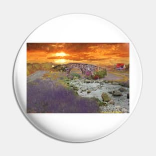 English Countryside Sunset Impressionist Pin