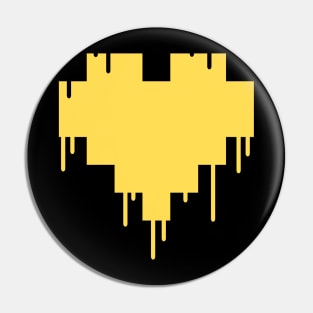 Yellow Dripping Pixel Heart Pin