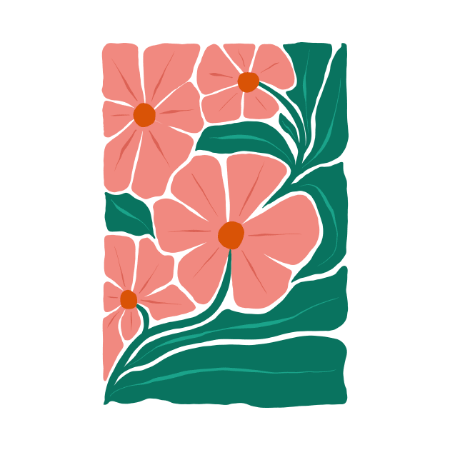 Modern Peach Pink Flowers by JunkyDotCom