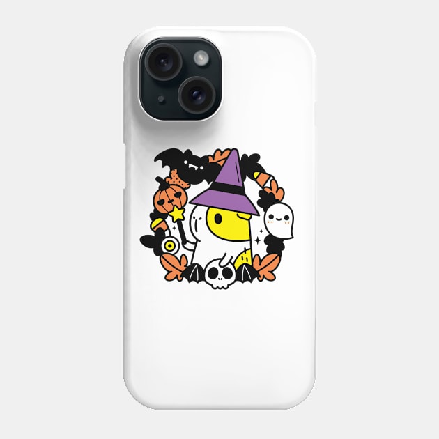 Bubu and Moonch, Halloween Witchy Guinea Pig T-Shirt, White Phone Case by Noristudio