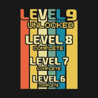 Kids 9 Year Old Birthday Party Level 9 Unlocked 9th Birthday T-Shirt