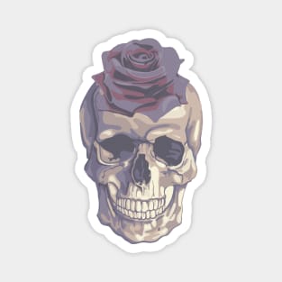 Skull With Flower Head Magnet