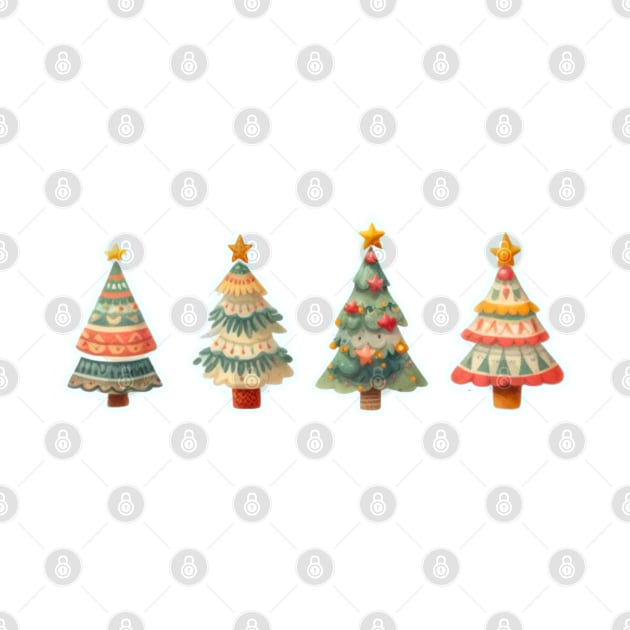 Christmas Tree Collection Watercolor by Star Fragment Designs