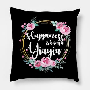 Happiness Is Being A Yiayia Floral Pillow