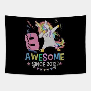 Girls 8th 8yr Birthday Unicorn Dabbing Awesome Since 2012 Tapestry