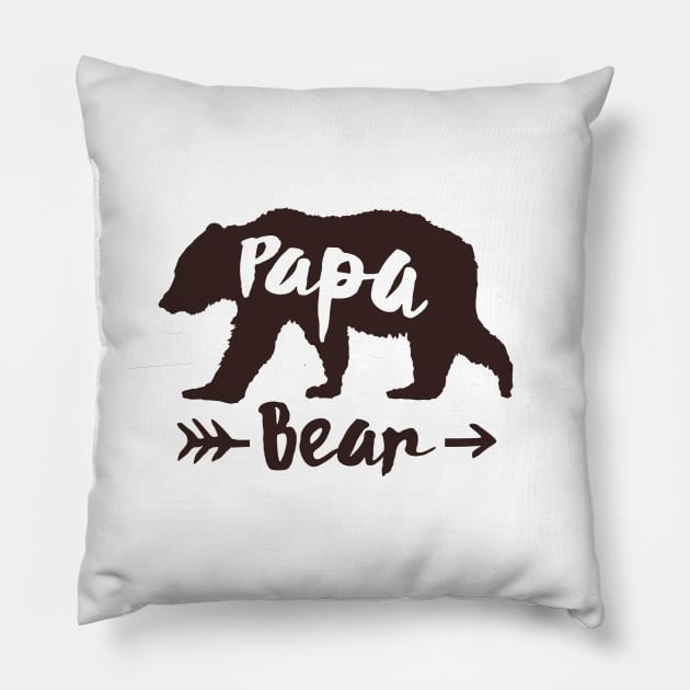 Papa Bear - Family Matching Shirts Pregnancy New Baby Fatherhood Reveal Announcement Gift Idea Pillow by Kyandii