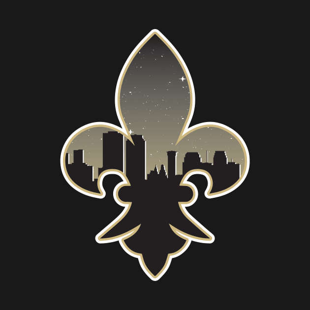 New Orleans Saints Fluer De Lis City Skyline by stayfrostybro