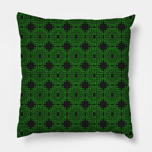 Geometric green knots repetion pattern set collage Pillow