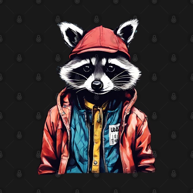 Cool Raccoon Wearing Urban Outfit by BaliChili