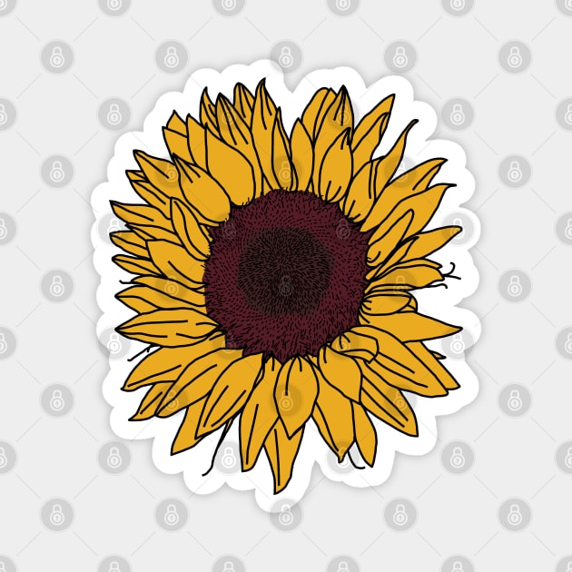 Sun Flower Line Drawing Magnet by ellenhenryart