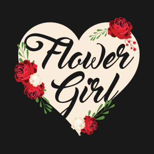 Flower Girl Heart Red Roses Wedding T-Shirt