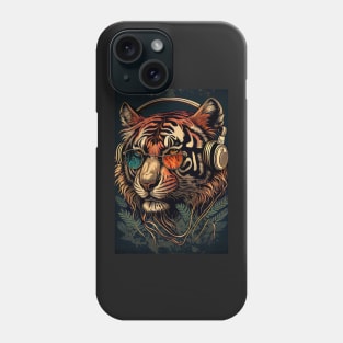 Tiger wearing headphones and sunglasses Phone Case