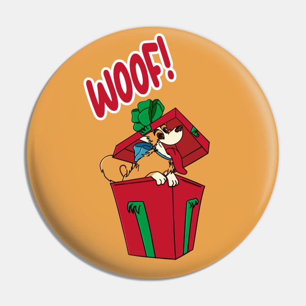 WOOF! dog in a Christmas present Pin by lomiky