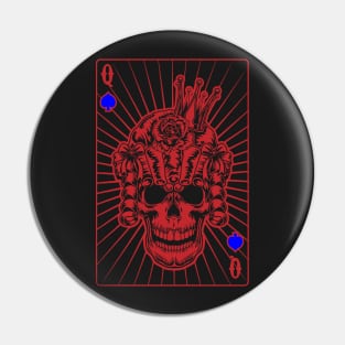 Queen of Spades Red Skull Pin