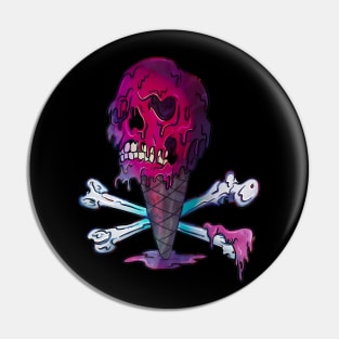 Drippy Ice Cream Cone Melting Skull Pin