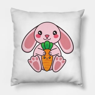 Cute Pink Easter Bunny With Carrot Pillow