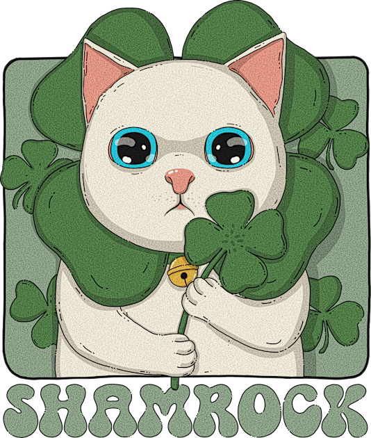 Neko Shamrock Kids T-Shirt by Japanese Neko