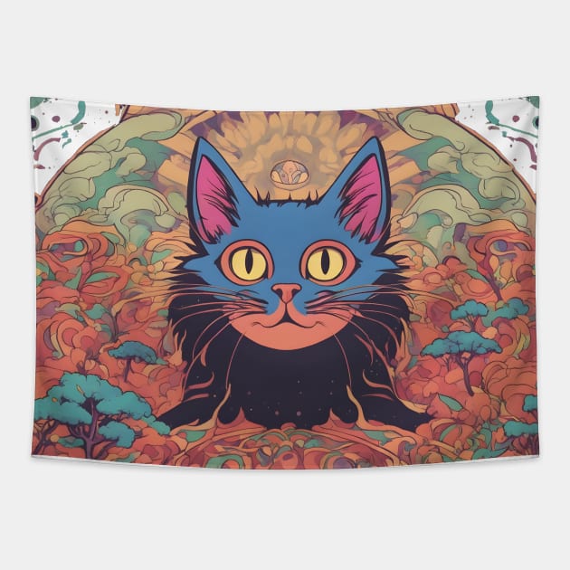 Trippy Cat Tapestry by PlushFutura