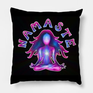 Namaste Psychedelic Yoga Silhouette Pillow