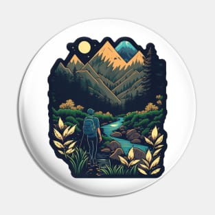 Hiking Cartoon Design - Buy and Plant a Tree Pin