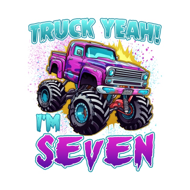 Truck yeah Birthday Tee Seven year old Girl Tee Monster Truck Birthday Country Birthday Kids by inksplashcreations