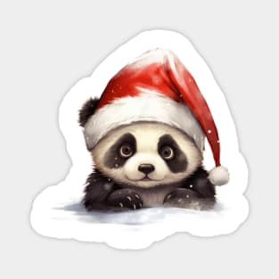 Christmas Peeking Baby Panda Magnet