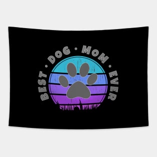 Best Dog Mom Ever Retro Sunset Vector Graphics v.5 Tapestry