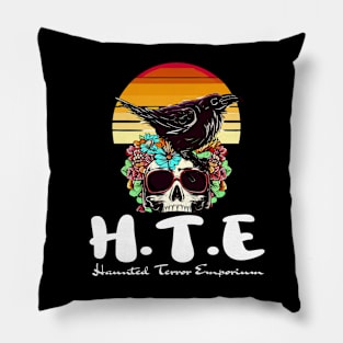 Halloween Skull Raven Flowers Haunted Terror Emporium Apparel Pillow