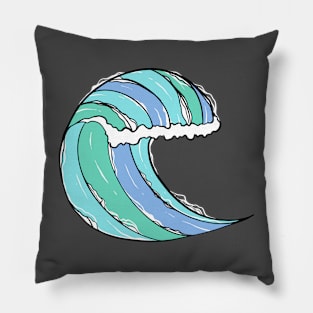 Design of wave ocean blue Pillow