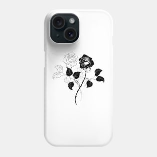 Two Roses ( Black and White ) Phone Case
