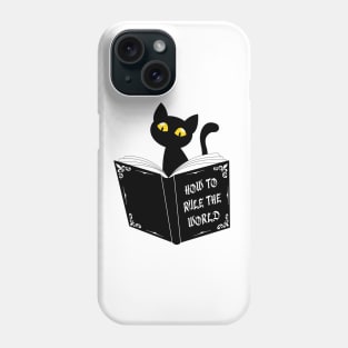 Cat Reading "How to Rule the World" Phone Case