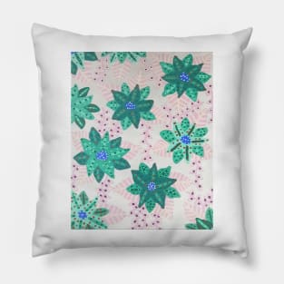 Mint Green Festive Flowers Pillow