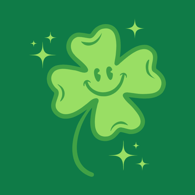 Cute four leaf lucky clover in retro style by Sir13