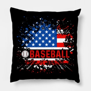 "Stars, Stripes, and Baseball Bats" - A Patriotic Baseball Fan Pillow