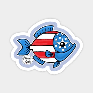 USA holiday 4th. of July freedom fish Fritts Cartoons Magnet