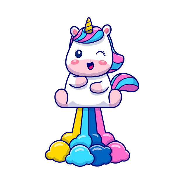 Cute Unicorn on Rainbow by info@dopositive.co.uk