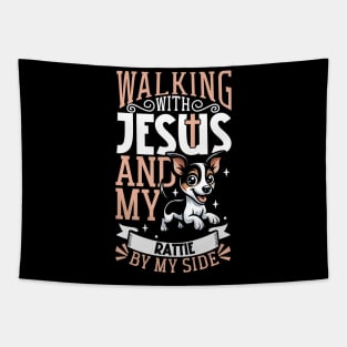 Jesus and dog - Rat Terrier Tapestry
