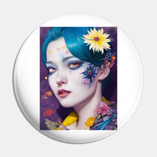 Psychedelic Blue Hair Snow White Pin