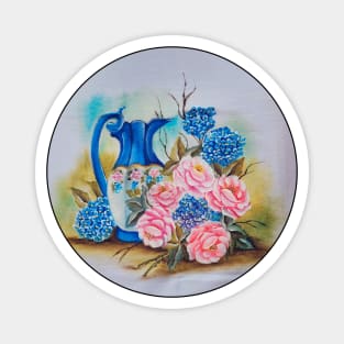 A Blue Jar Full of Flowers Magnet