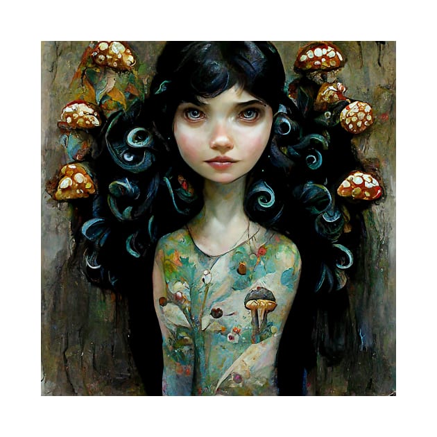 Medusa Hair Mushroom Faerie - Kim Turner Art by KimTurner