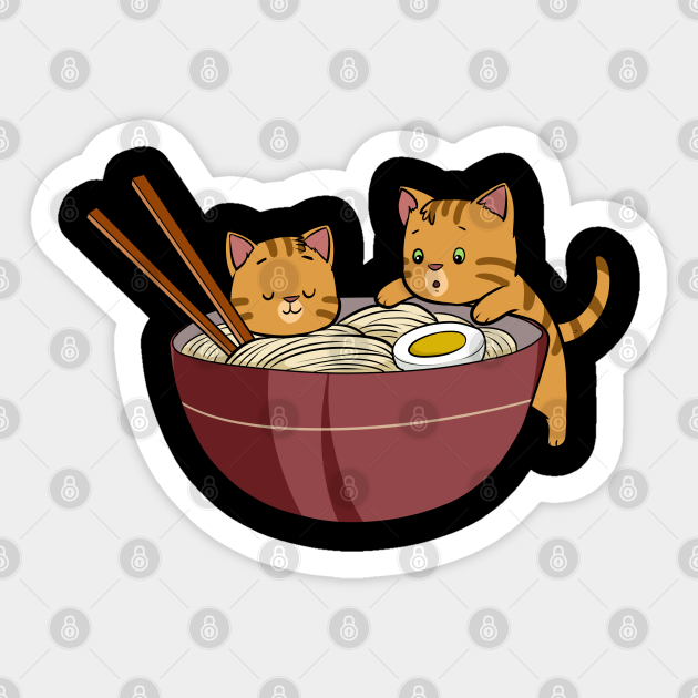 Kawaii Cat Ramen And Cats Anime Kitten Japanese Print Japan Pegatina Teepublic Mx Two sitting cats are unable to breed the color of the cat's collar is red when tamed and can be changed by using dyes. teepublic