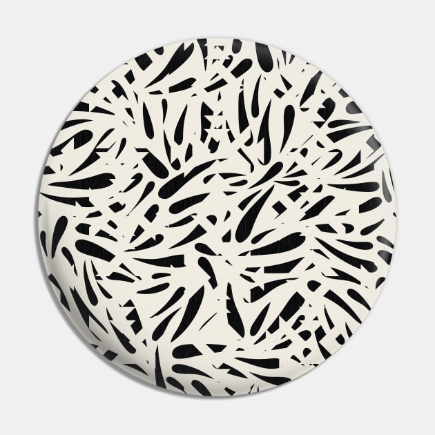 Bamboo Leaves in Black and Ivory / Ink Mood Pin by matise