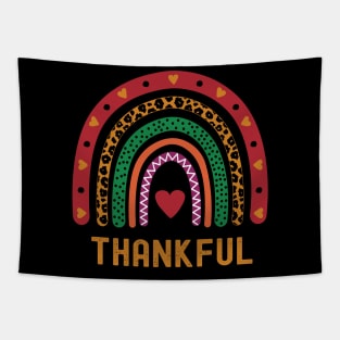 Thankful Boho Leopard Rainbow Heart Tapestry