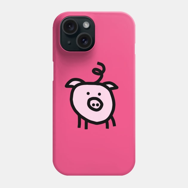 Cute Pink Pig Graphic Art Phone Case by ellenhenryart