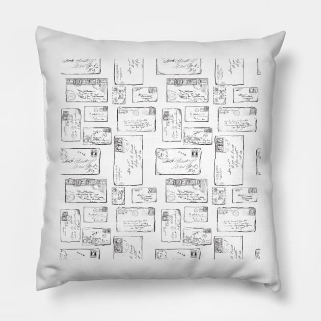 Vintage Envelope Pattern Pillow by missdebi27